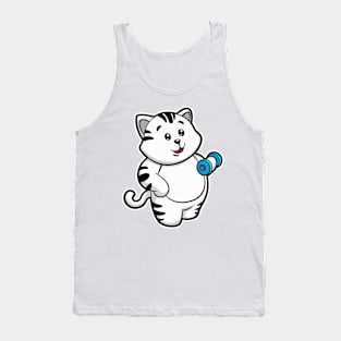 Cat at Biceps training with Dumbbell Tank Top